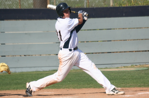Sophomore William Ouellette drove in the game winning run with a sacrifice fly to right in the bottom of the 10th inning on Tuesday afternoon. Photo By: Jerrika Ramirez