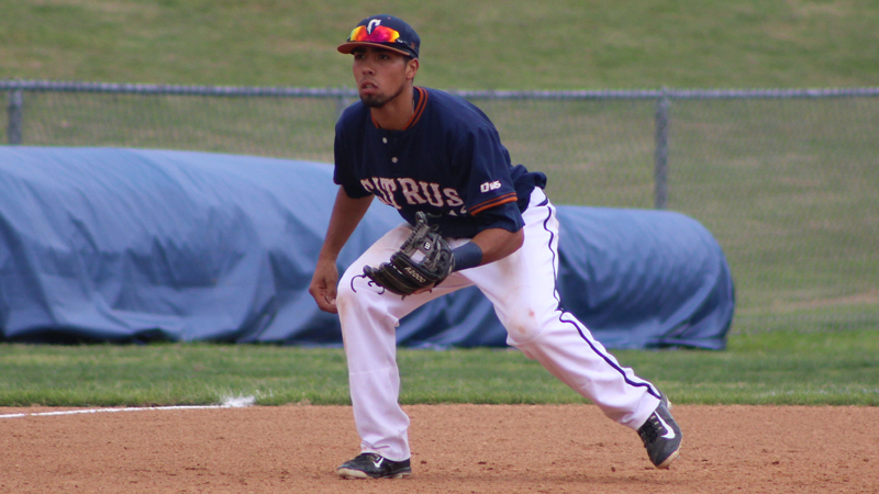 Freshman Steve Mendoza was 3 for 5 with a pair of RBIs in Citrus loss to LA Mission College. Photo By: Sebastiano Ronga