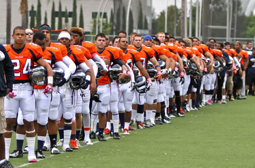 The Citrus College Football team, stayed at #5 in the SoCal Poll, moved up to #10 in the State Poll, and up to #27 in the National Rankings. Photo By: Doug Bergen