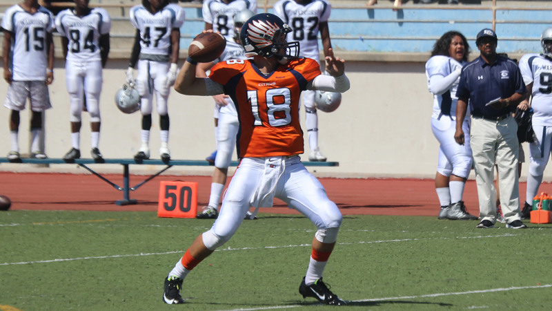 Freshman quarterback Brian Meyette threw for over 200 yards and a touchdown in Citrus' loss at El Camino. Photo By: Marisa Dyson