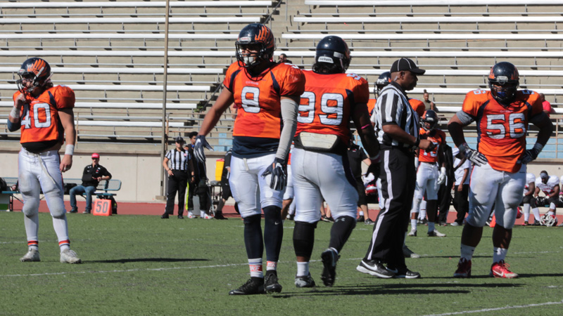 Zach Lewallen (#40); Jared Brito #9), Peyrun Em (#99), and Tyrique Faatiliga (#56) accounted for 42 total tackles in Citrus' win over LA Pierce. Photo By: Grazia Watkins