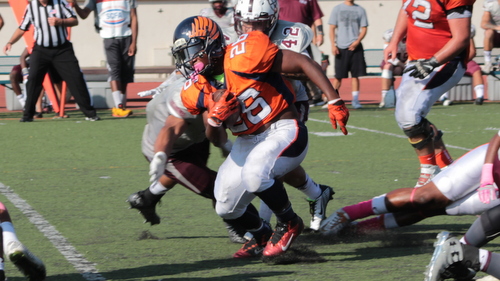 Freshman Devin Floyd eclipsed the century mark, averaged over nine yards a carry, and scored twice in Citrus' loss to Antelope Valley. Photo By: Grazia Watkins