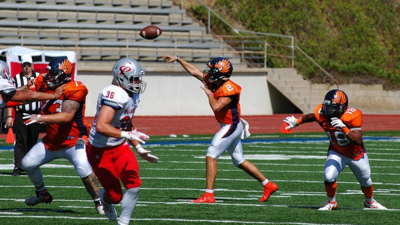 Austin Zavala completes a pass in action earlier this season. Image: Thomas Garcia