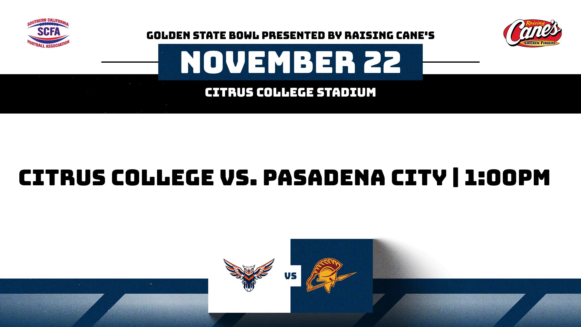 Citrus College Football Set to Host 2025 Golden State Bowl Presented by Raising Cane&rsquo;s