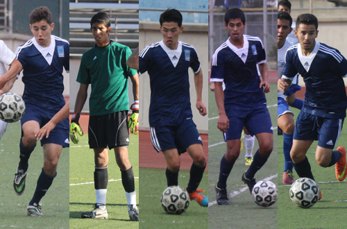 From left to right. Austin Amato, Cesar Valverde, Shusuke Kajiwara, Dakyer Castillo Villalobos, and Erick Romo all earned All-WSC honors.