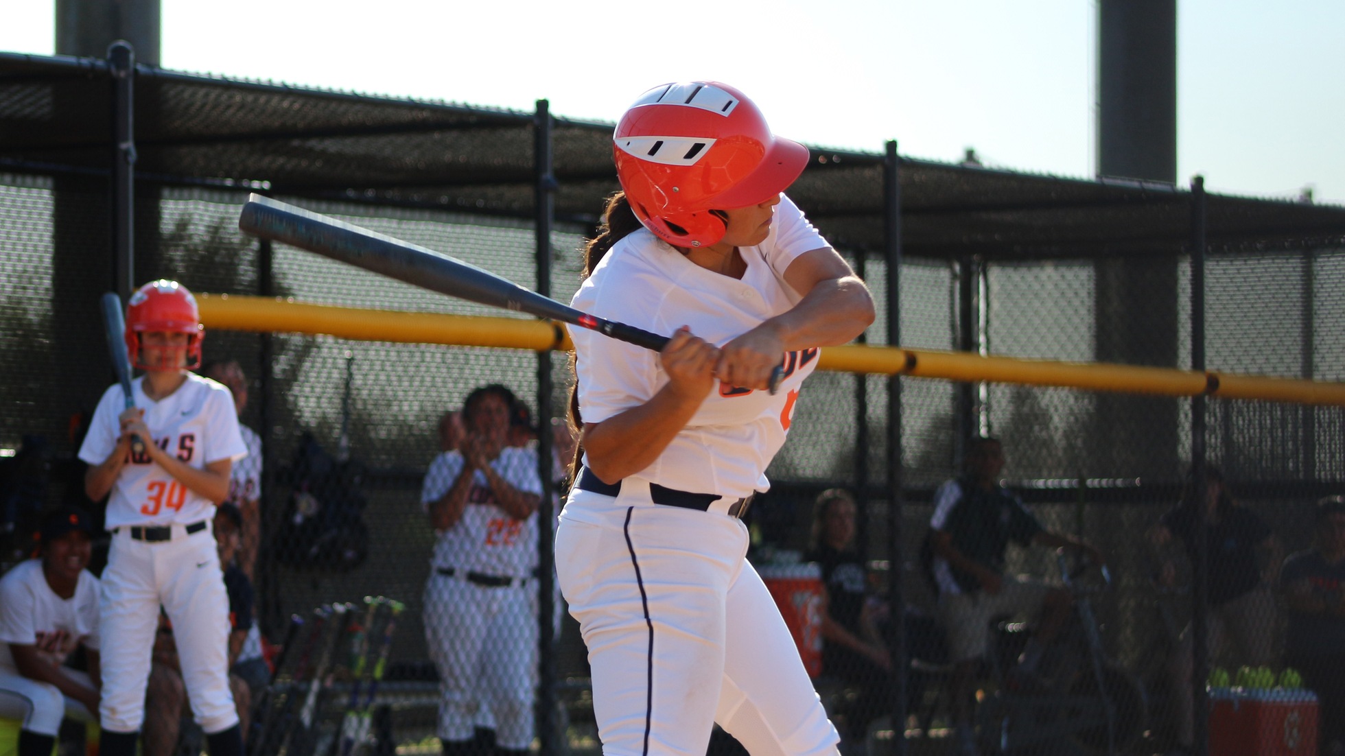 Melanie Barba swings on a pitch. Photo by: Brianna Jara