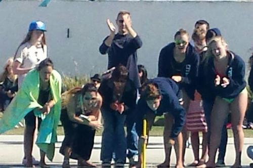 The Owls cheer on their teammates on the final day of the 2015 WSC Swim Championships. Citrus came up with it's best finish in recent memory, finishing in fifth place out of ten teams.