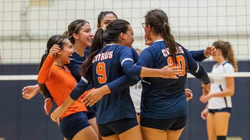 Citrus celebrates a big point. Photo by Jacob Bramley