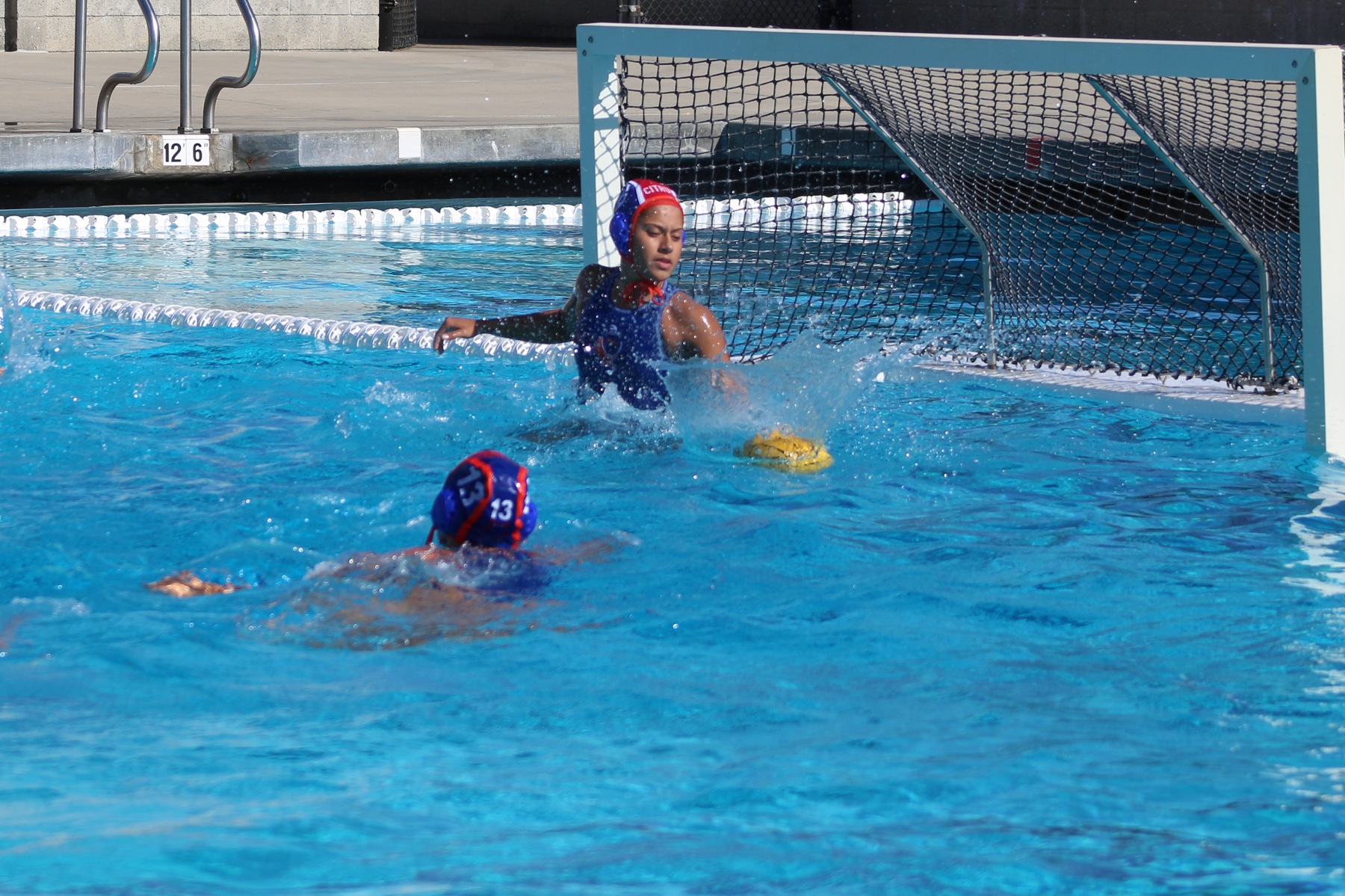 Goalie Dynalee Huerta shuts down a shot from Santa Monica. Image: Chris Peterson