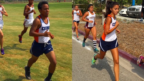 Freshmen Alberto Dolores (left) and Marissa Montoya (right) were the top finishers for Citrus at the 2016 Oxnard Invitational.